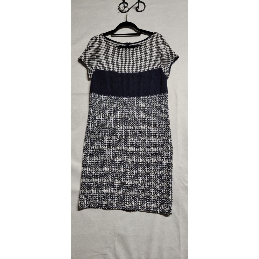 Navy White Tweed Short SS St. Johns Dress Size 6